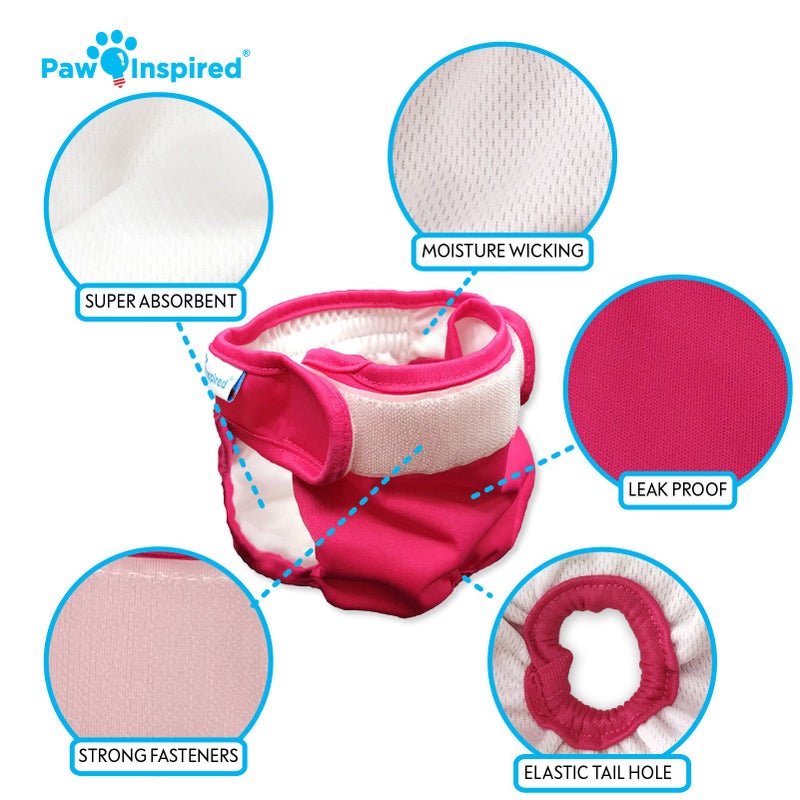 Paw Inspired Washable Reusable Dog Diapers Female, Cloth Dog Diapers, Dogs in Heat, Dog Incontinence (Assorted (White Lining), Small (3 Ct.)) - Image 4